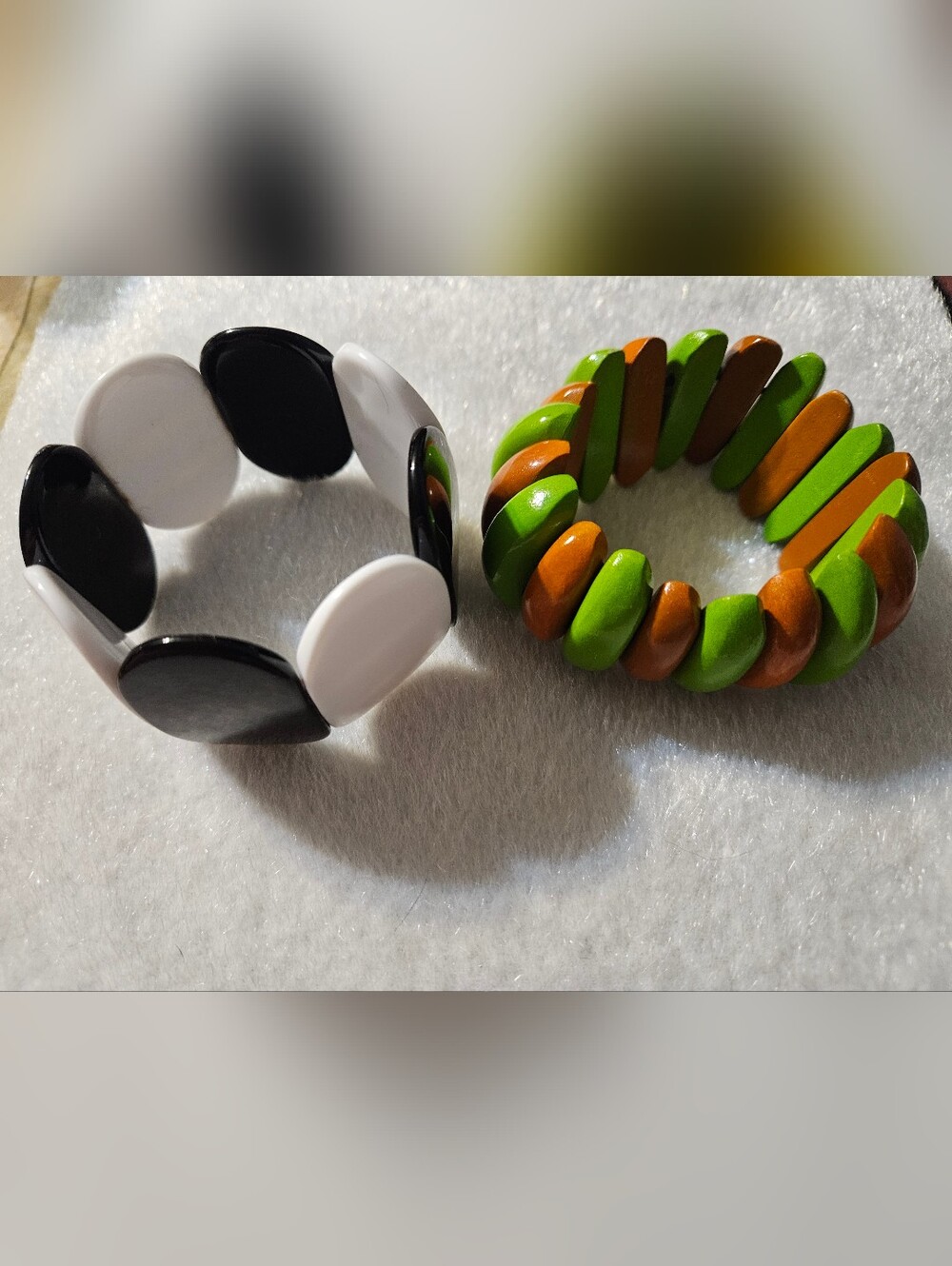 Black & White and Green & Orange Stretch Bracelets
